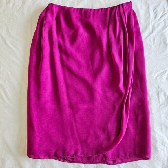 L. Magnin Skirt Womens 10 Fuchsia Wrap VTG Farinae Collection Midi Lined Boho - Picture 13 of 15